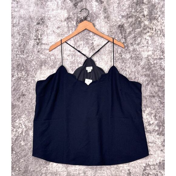 New J Crew Top 22 Womens Navy Blue Scalloped Cami Blouse Plus Size - Picture 3 of 11